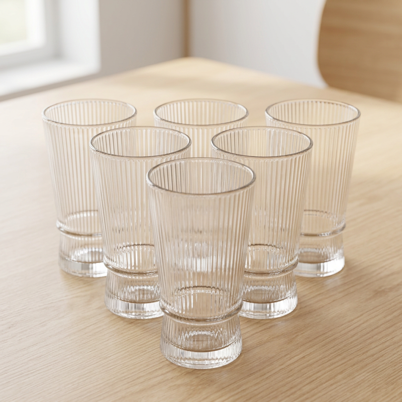 Artisan Ribbed Crystal Tumblers Set of 6