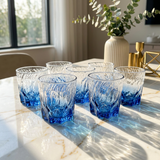 Sapphire Glacier Textured Crystal Glass Set of 6