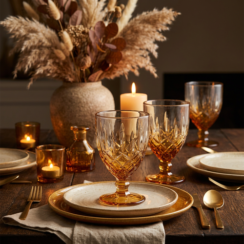 Vintage Inspired Stemmed Water & Wine Glass Set of 3