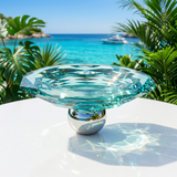 Turquoise Crystal Bowl on Polished Silver Orb Stand