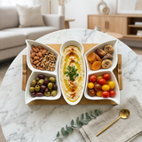 5 Piece Butterfly Appetizer Serving Set with Wooden Tray