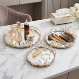 Crystal-Embellished Mirrored Serving & Vanity Trays Set of 3
