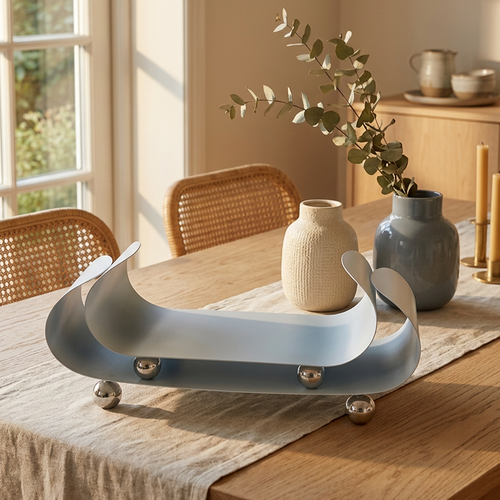Modern White Decorative Serving Tray Set of 2
