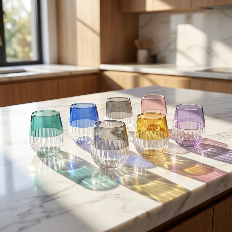 6 Piece Two-Tone Stemless Glassware Set