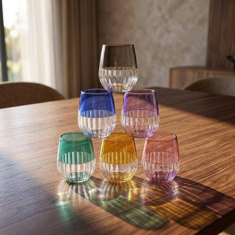 6 Piece Two-Tone Stemless Glassware Set
