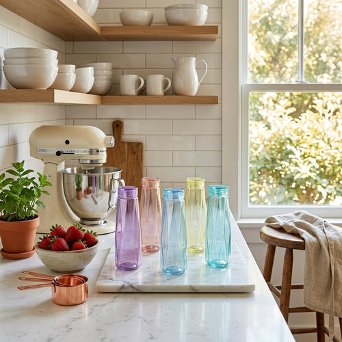 Modern Geometric Diamond Cut Water Bottles