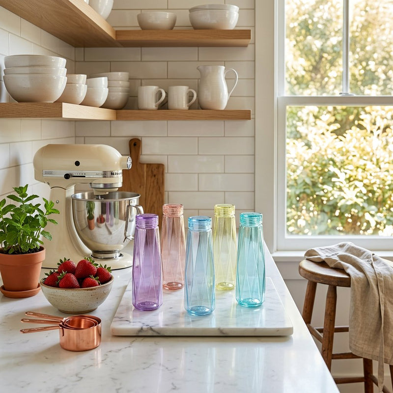 Modern Geometric Diamond Cut Water Bottles