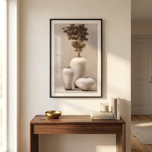 Minimalist Ceramic Pottery Still Life Framed Print