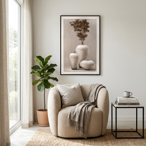 Minimalist Ceramic Pottery Still Life Framed Print
