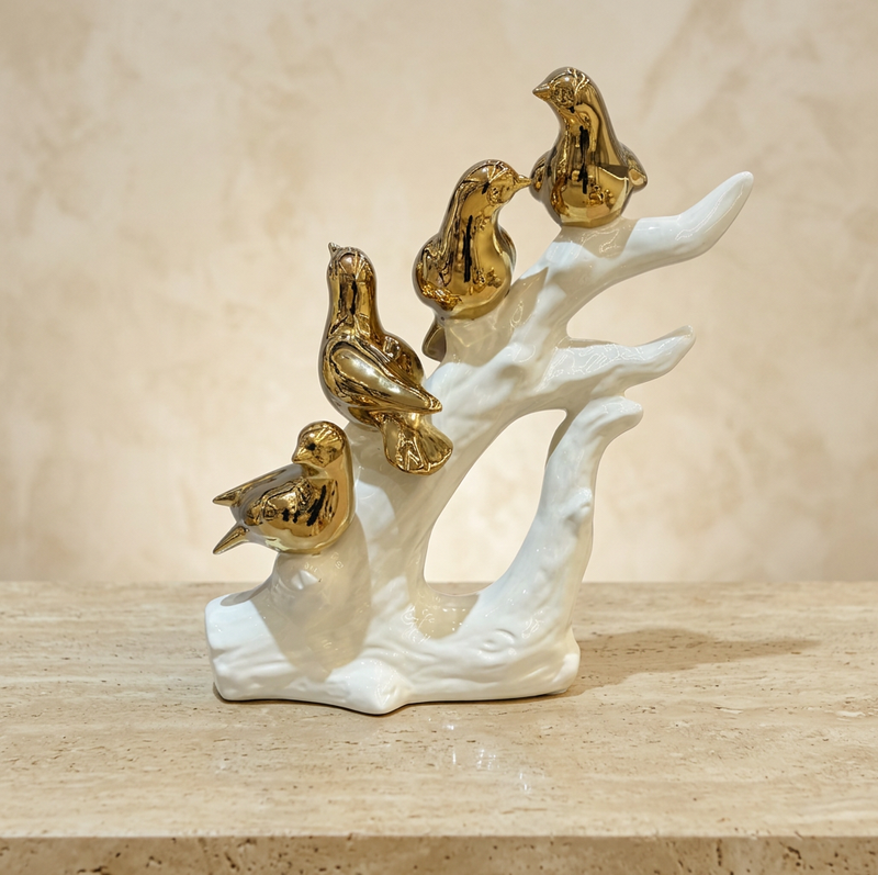 Ascending Golden Songbirds Sculpture