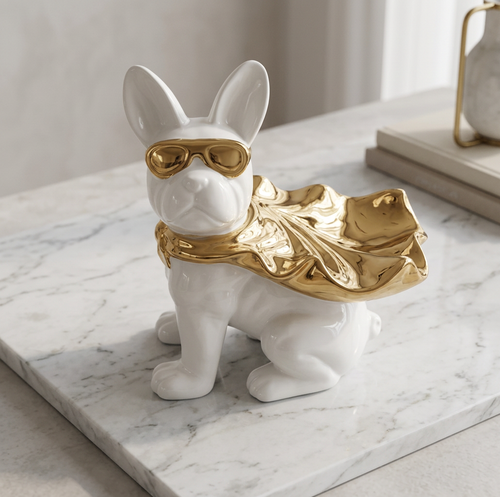 Modern French Bulldog Superhero Sculpture