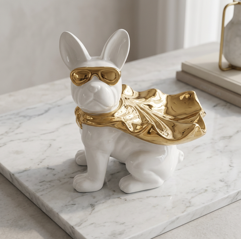 Modern French Bulldog Superhero Sculpture