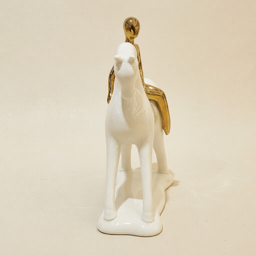 Majestic Equestrian Gold Rider Sculpture