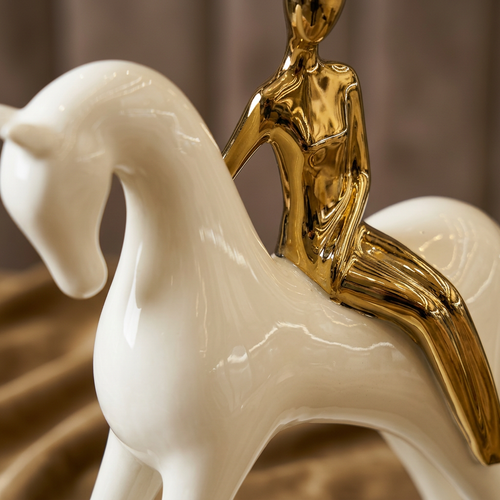 Majestic Equestrian Gold Rider Sculpture