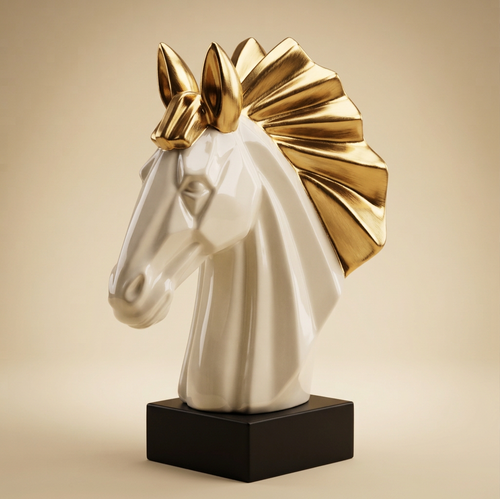 Regal Geometric Horse Head Bust Sculpture