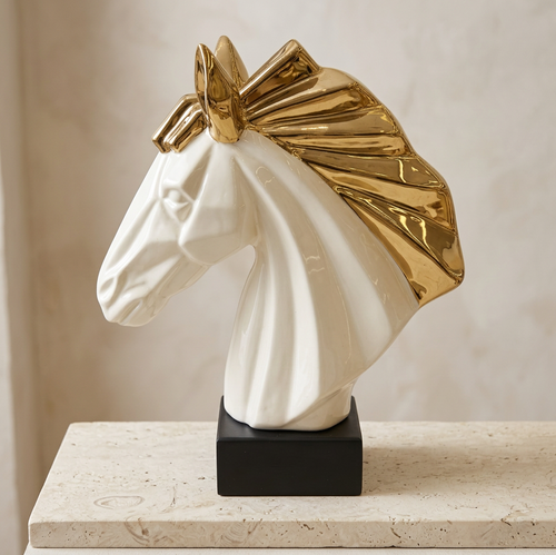 Regal Geometric Horse Head Bust Sculpture