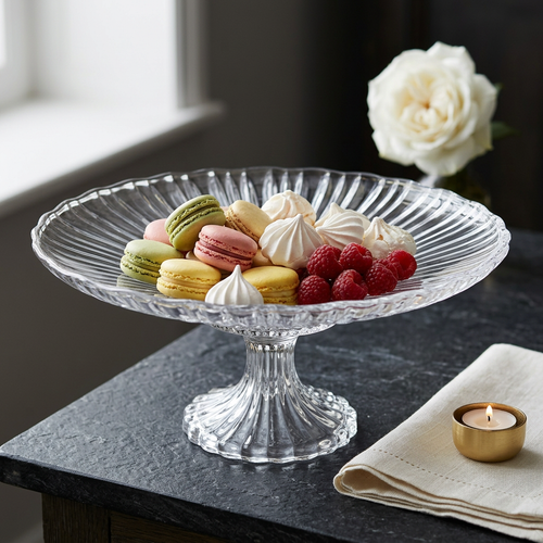 Luxury 13-Inch Crystal-Cut Pedestal Bowl 13 Inch