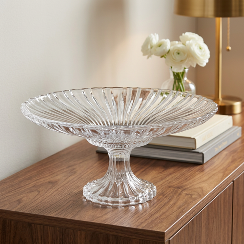 Luxury 13-Inch Crystal-Cut Pedestal Bowl 13 Inch