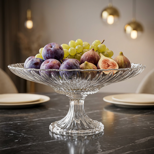 Luxury 13-Inch Crystal-Cut Pedestal Bowl 13 Inch
