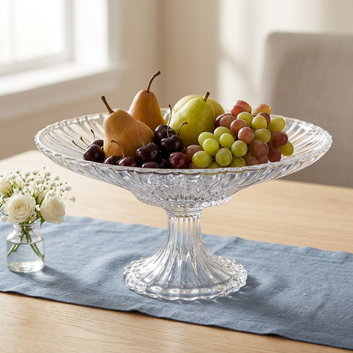 Luxury 13-Inch Crystal-Cut Pedestal Bowl 13 Inch