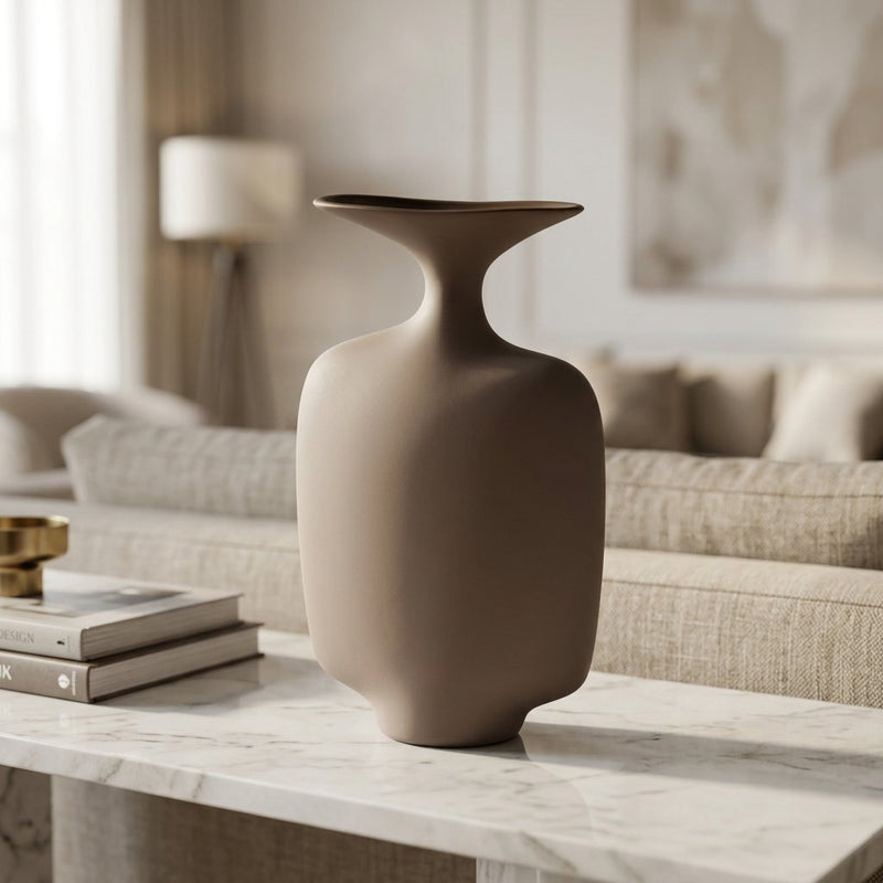 Minimalist Matte Ceramic Flask Vase