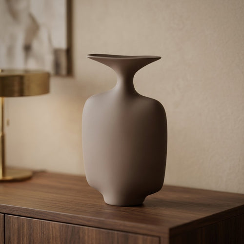 Minimalist Matte Ceramic Flask Vase
