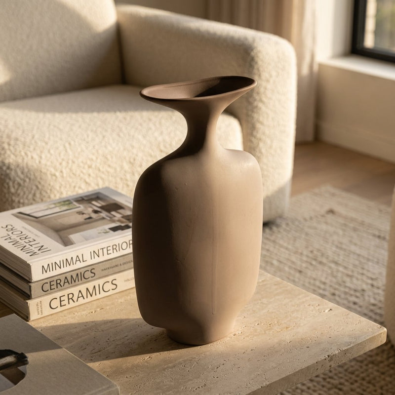 Minimalist Matte Ceramic Flask Vase
