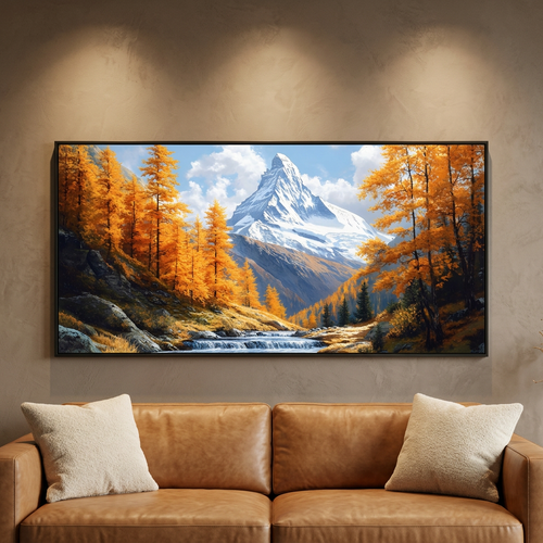 Golden Autumn Mountain Canvas Wall Art