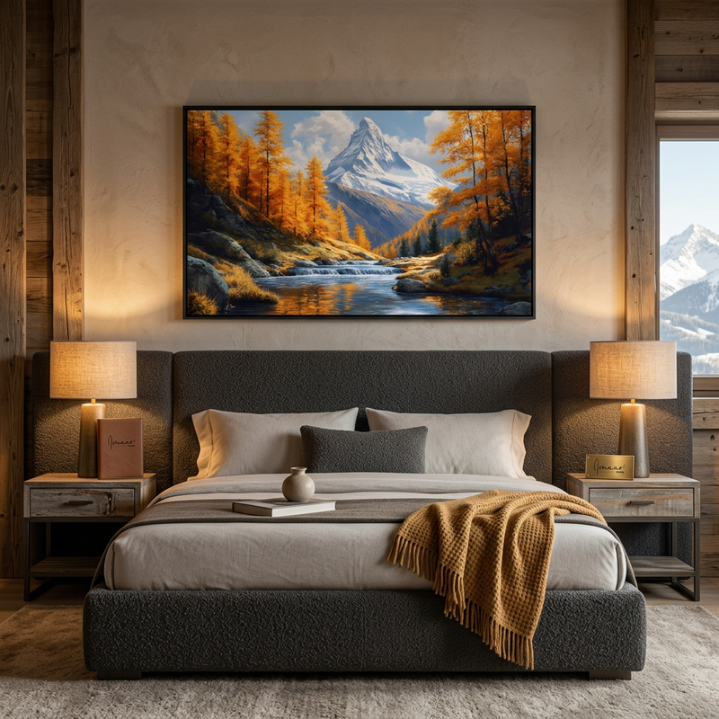 Golden Autumn Mountain Canvas Wall Art
