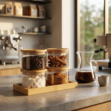 Stackable Glass Storage Jar Set with Bamboo Serving Tray