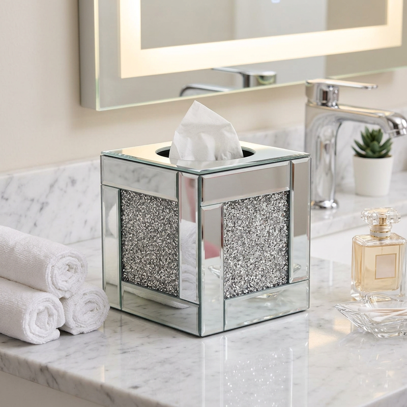 Glitz & Glam Mirrored Tissue Box Cover