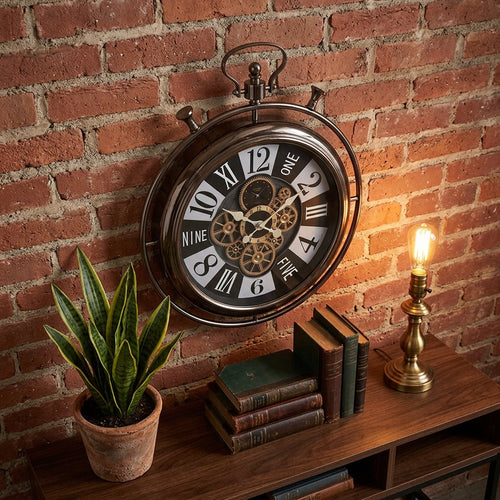Vintage Stopwatch Style Metal Wall Clock
