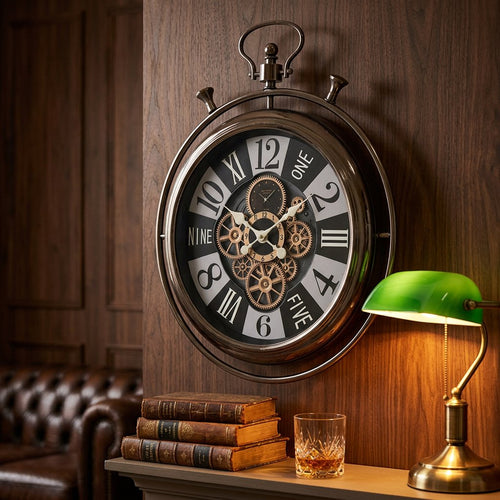 Vintage Stopwatch Style Metal Wall Clock
