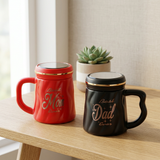 Best Mom Ever & Best Dad Ever Ceramic Mug Set with Mirror Lids