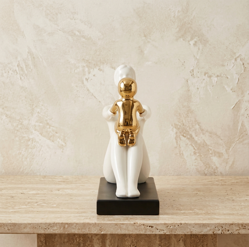 Modernist Mother Holding Child Statue
