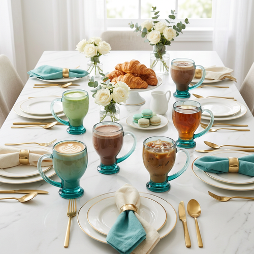 Aqua Gradient Inspired Coffee & Latte Glass Set of 6