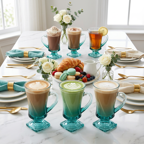 Deep Ocean Teal Swirl Cocktail Glass Set of 6