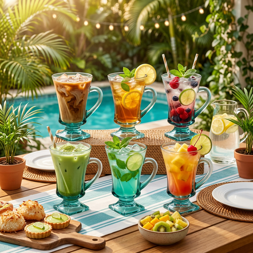 Deep Ocean Teal Swirl Cocktail Glass Set of 6