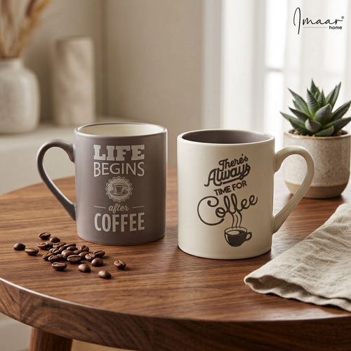 Modern Quote Ceramic Coffee Mug Pair Set of 2