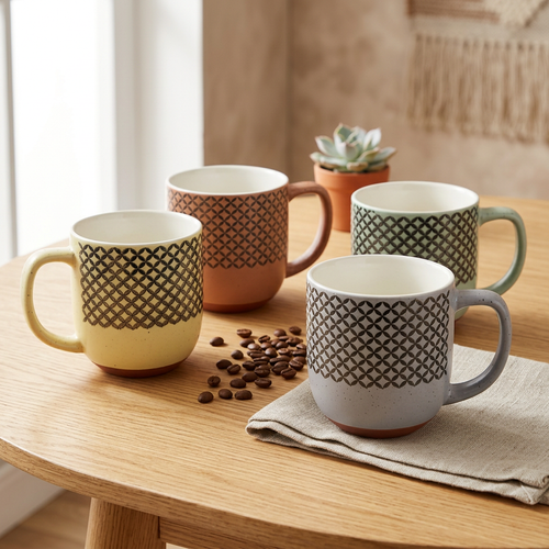 Elegant Designer Ceramic Coffee Mug Gift Set of 4