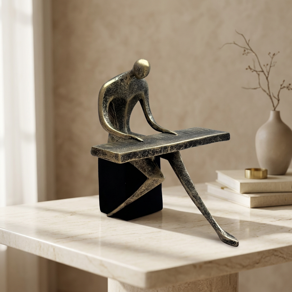 The Pianist Abstract Bronze Figurine