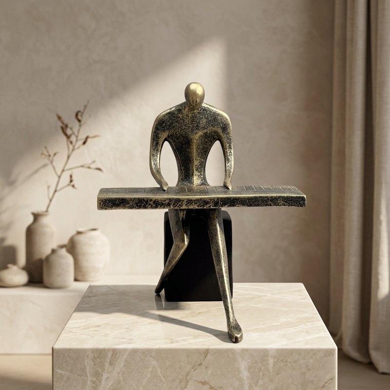 The Pianist Abstract Bronze Figurine