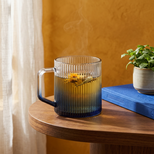 Cobalt Blue Ribbed Glass Set of 6