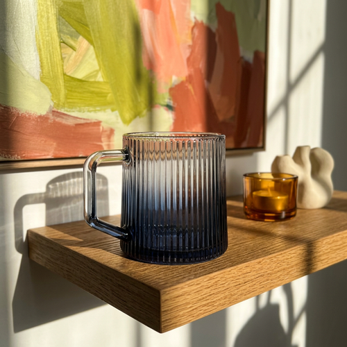 Cobalt Blue Ribbed Glass Set of 6