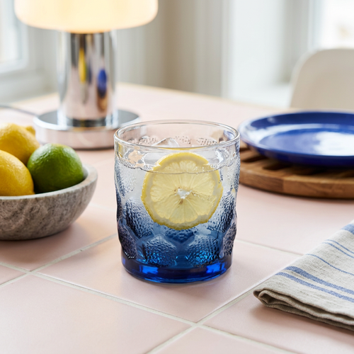 Midnight Blue Ice-Textured Rocks Glass Set of 6