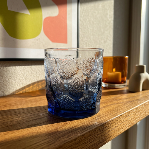 Midnight Blue Ice-Textured Rocks Glass Set of 6