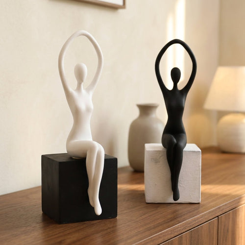 Elegant Praise Abstract Seated Figure Sculpture