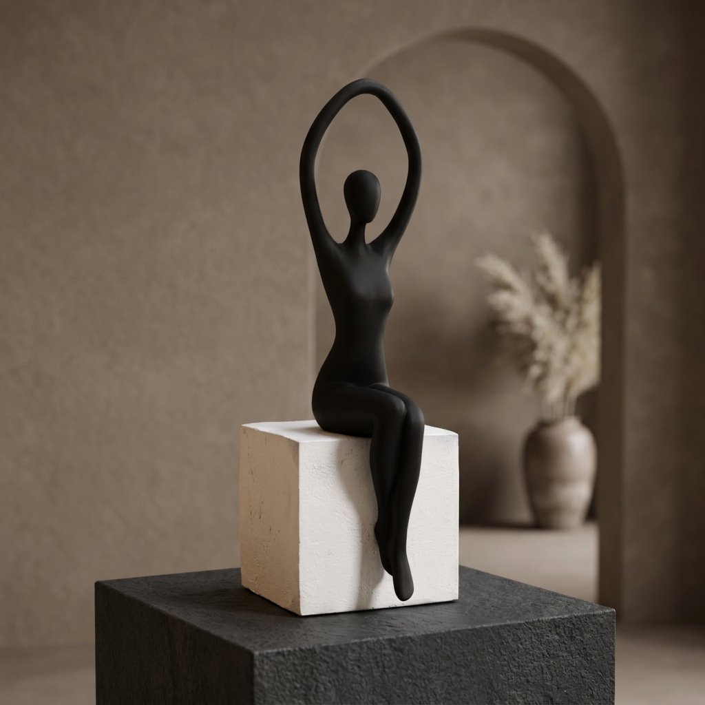 Elegant Praise Abstract Seated Figure Sculpture