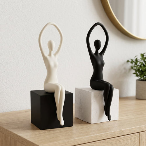 Elegant Praise Abstract Seated Figure Sculpture