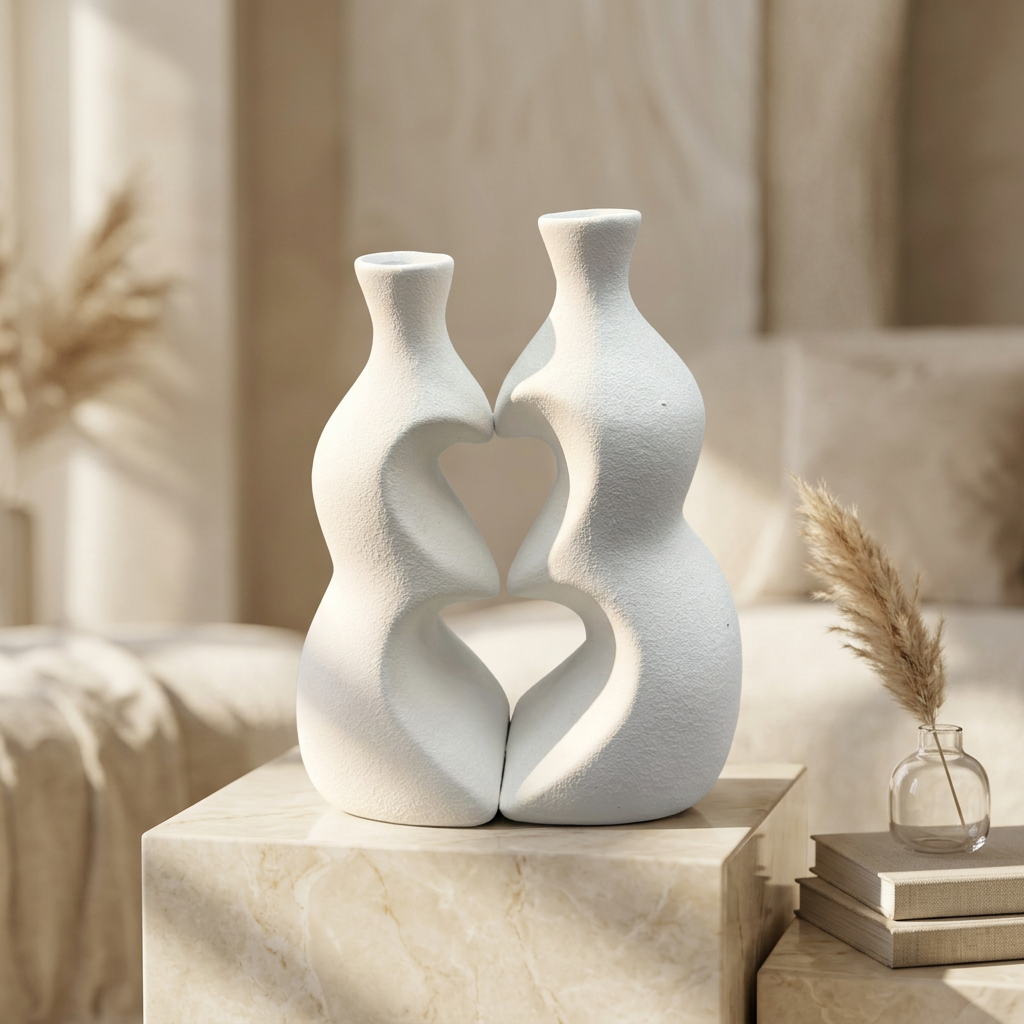 Eternal Matte White Nordic Vase Set of 2